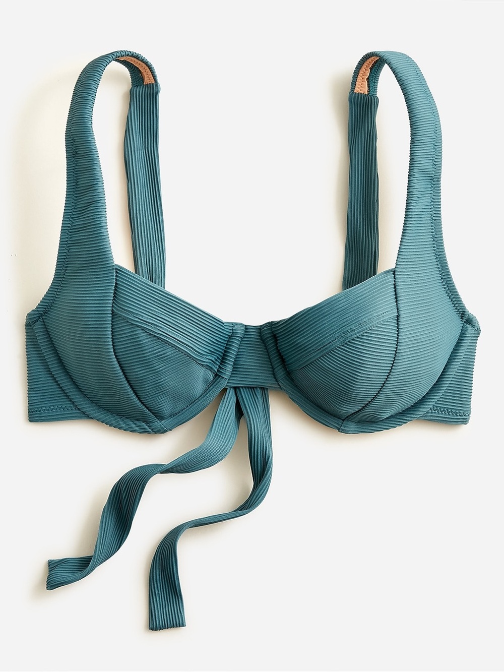 J.Crew Ribbed Cross-back Underwire Bikini in Alhambra Green | 42DD | NWT